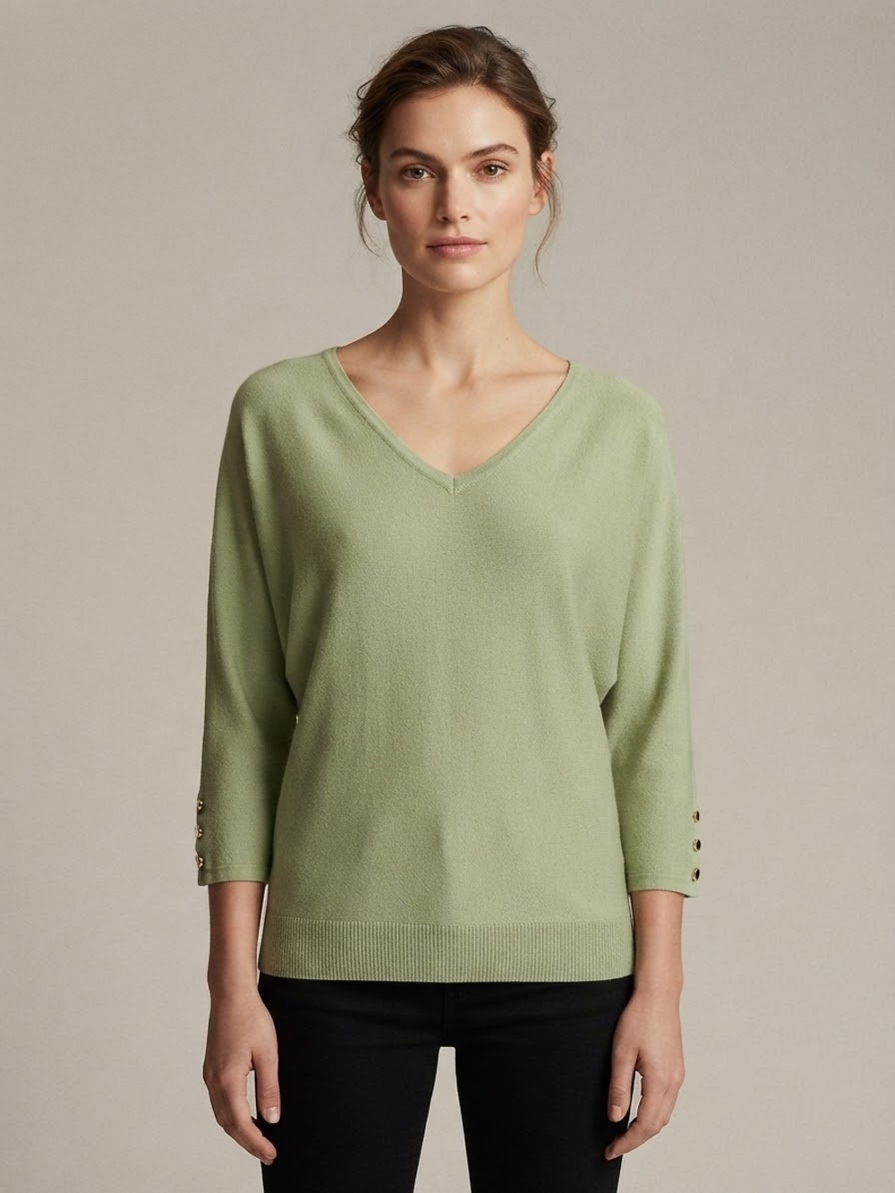 Chelsea & Theodore Sage Green V-Neck Dolman Sleeve Sweater Size XS (Relaxed Fit